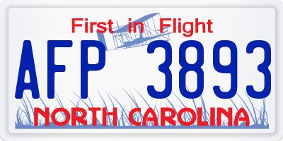 NC license plate AFP3893