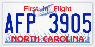 NC license plate AFP3905