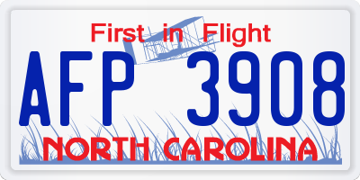 NC license plate AFP3908