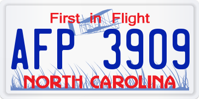 NC license plate AFP3909