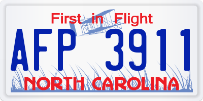 NC license plate AFP3911