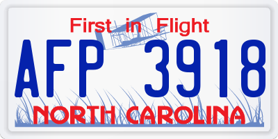 NC license plate AFP3918