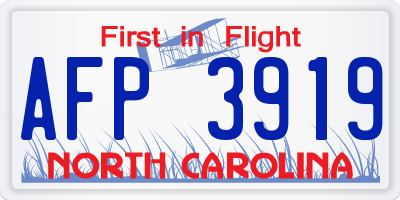 NC license plate AFP3919