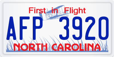 NC license plate AFP3920
