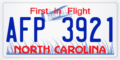 NC license plate AFP3921