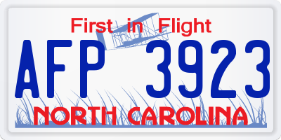 NC license plate AFP3923