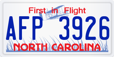 NC license plate AFP3926