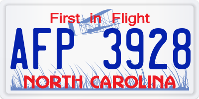 NC license plate AFP3928