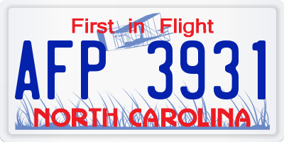 NC license plate AFP3931
