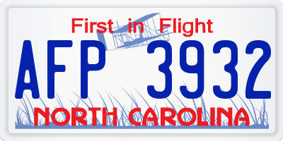 NC license plate AFP3932
