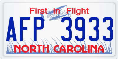 NC license plate AFP3933