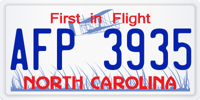 NC license plate AFP3935