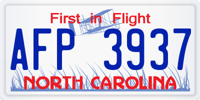 NC license plate AFP3937