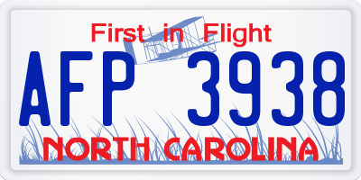 NC license plate AFP3938