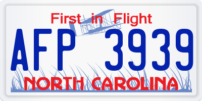 NC license plate AFP3939