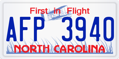 NC license plate AFP3940