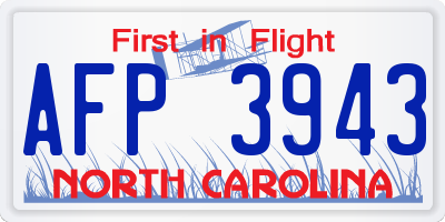 NC license plate AFP3943