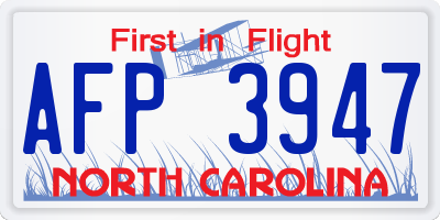 NC license plate AFP3947