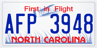 NC license plate AFP3948