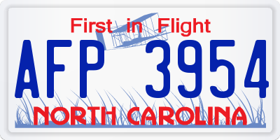 NC license plate AFP3954