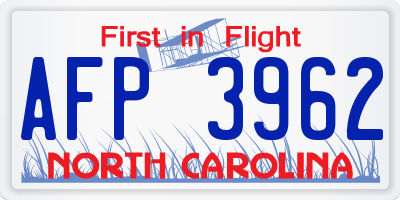 NC license plate AFP3962