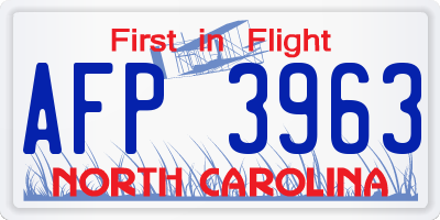 NC license plate AFP3963