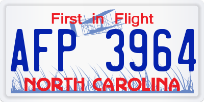 NC license plate AFP3964