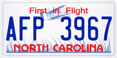 NC license plate AFP3967
