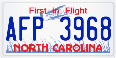 NC license plate AFP3968