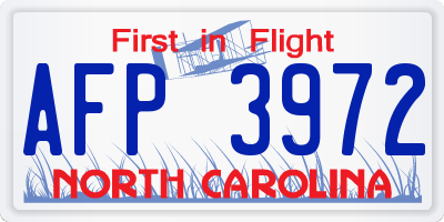 NC license plate AFP3972