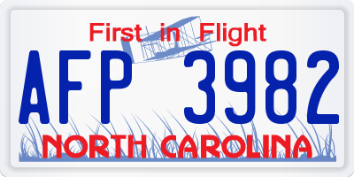 NC license plate AFP3982