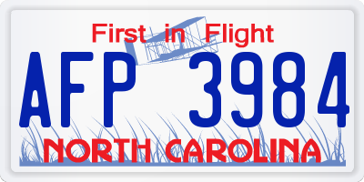 NC license plate AFP3984