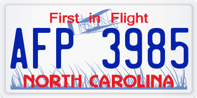 NC license plate AFP3985