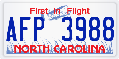 NC license plate AFP3988