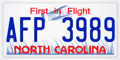 NC license plate AFP3989