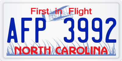 NC license plate AFP3992