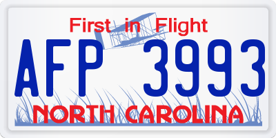 NC license plate AFP3993