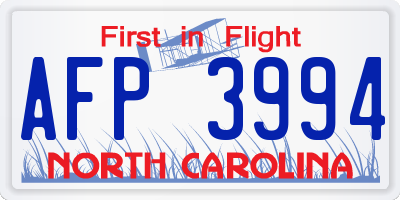 NC license plate AFP3994