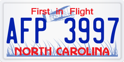 NC license plate AFP3997