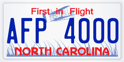 NC license plate AFP4000