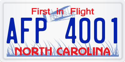 NC license plate AFP4001