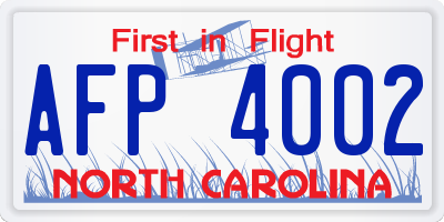 NC license plate AFP4002