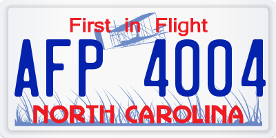 NC license plate AFP4004