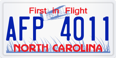 NC license plate AFP4011
