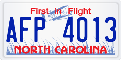 NC license plate AFP4013
