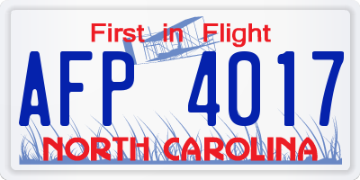 NC license plate AFP4017
