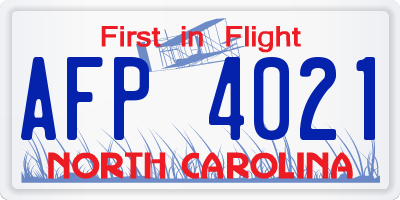 NC license plate AFP4021