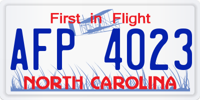 NC license plate AFP4023