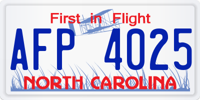 NC license plate AFP4025