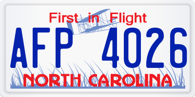 NC license plate AFP4026